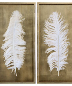White Feathers Shadow Box, Set of 2