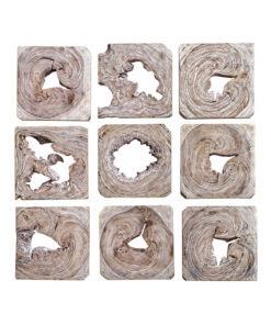 Bahati Wood Wall Art, Whitewashed - Set of 9